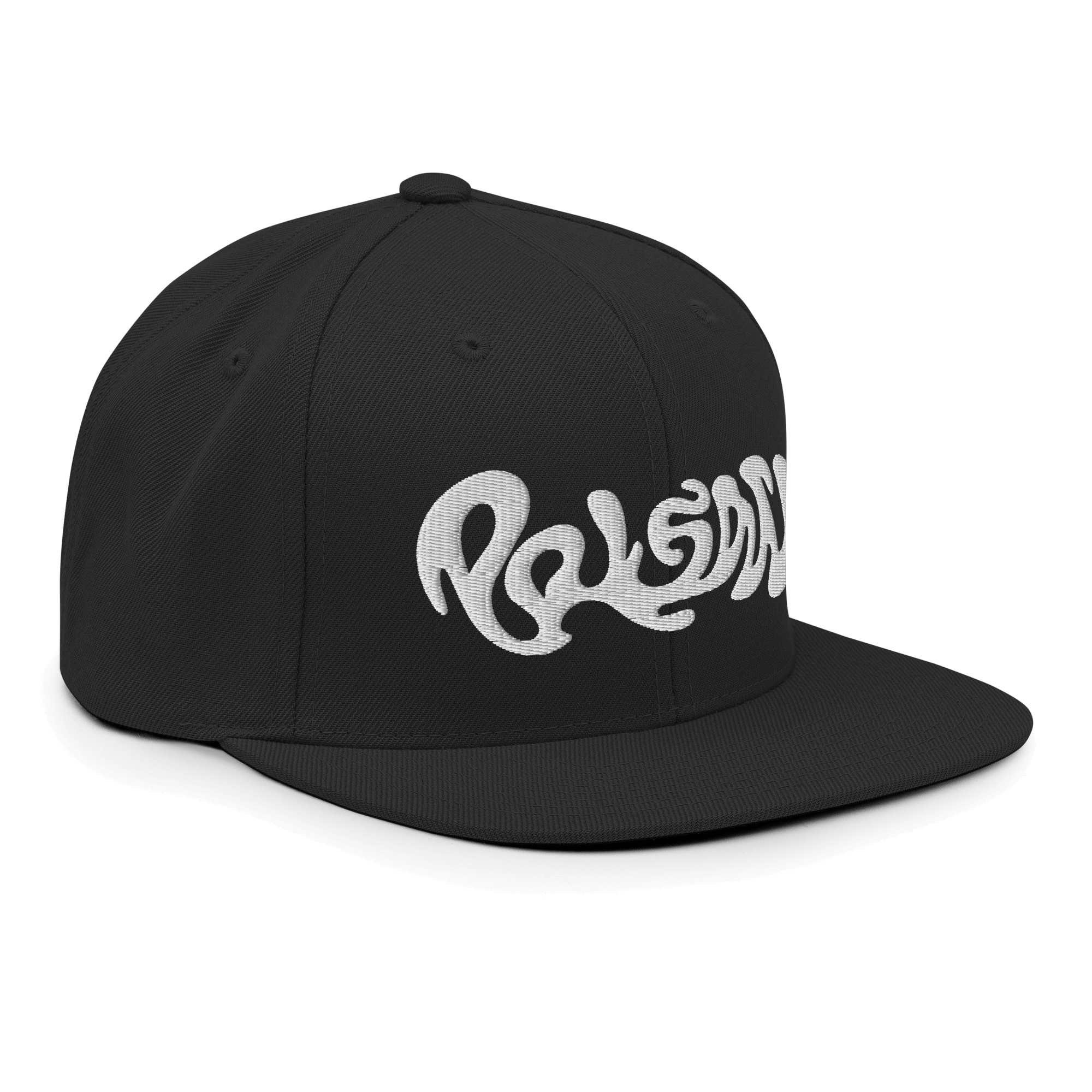 Poison Snapback CapUnleash your style with the Poison Snapback Cap – a classic fit, flat brim, and full buckram structure for timeless cool. The adjustable snap closure ensures comfort in a one-size-fits-most design. Crafted exclusively for you upon order