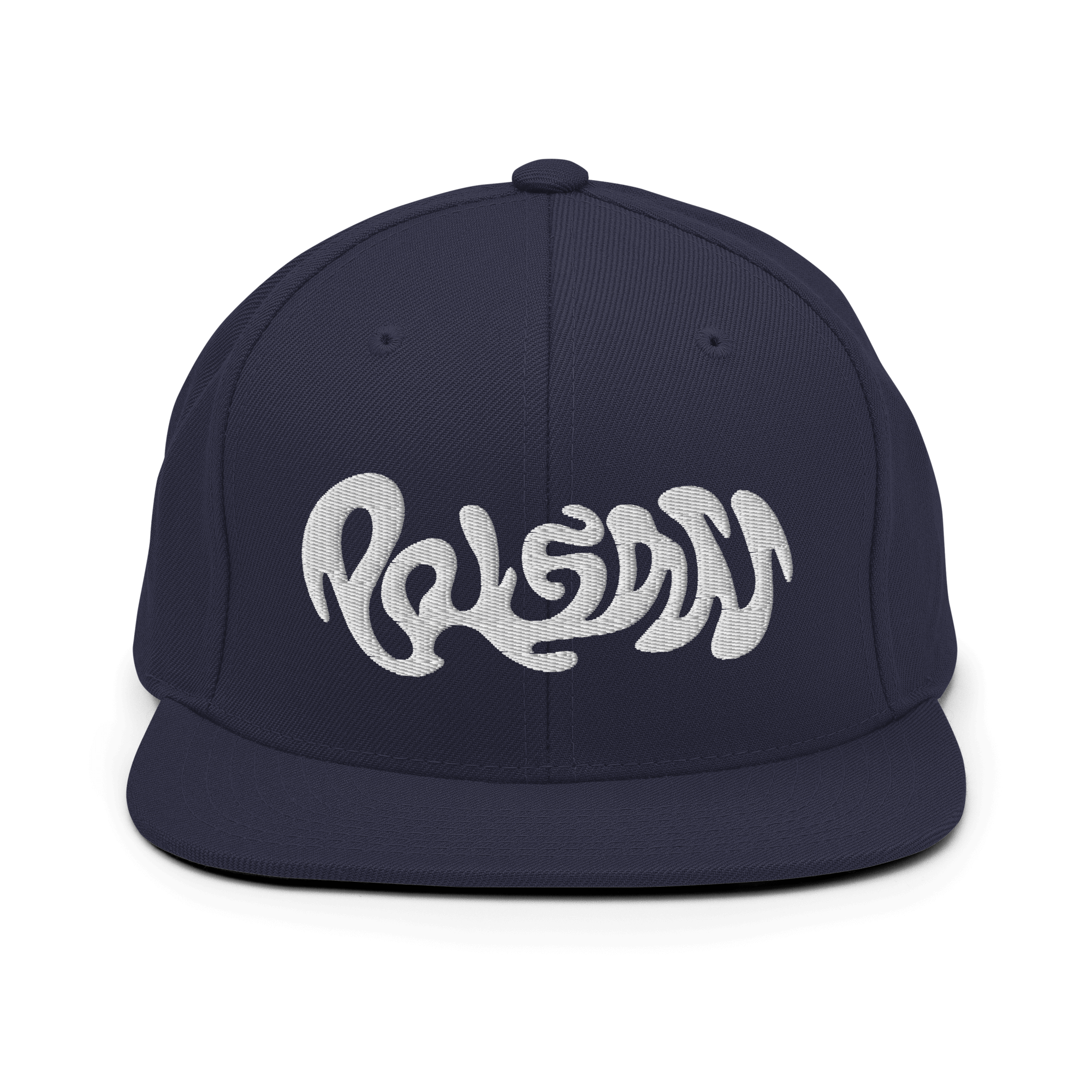 Poison Snapback CapUnleash your style with the Poison Snapback Cap – a classic fit, flat brim, and full buckram structure for timeless cool. The adjustable snap closure ensures comfort in a one-size-fits-most design. Crafted exclusively for you upon order