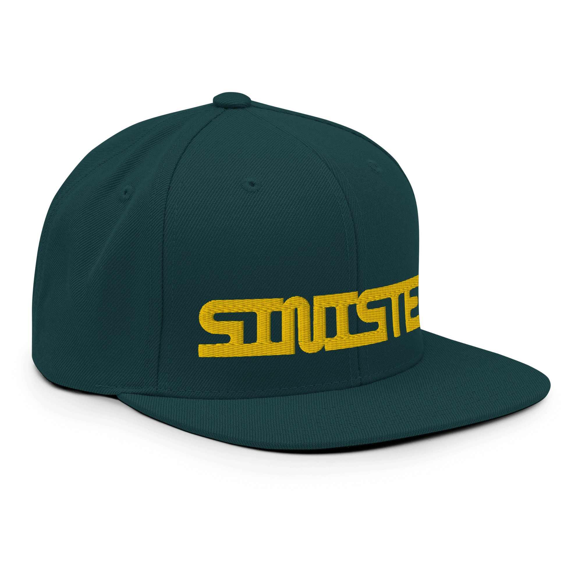 Sinister Snapback CapUnleash your dark style with the Sinister Snapback Cap – a classic fit, flat brim, and full buckram structure that commands attention. The adjustable snap closure ensures a comfortable, one-size-fits-most fit. Crafted exclusively for